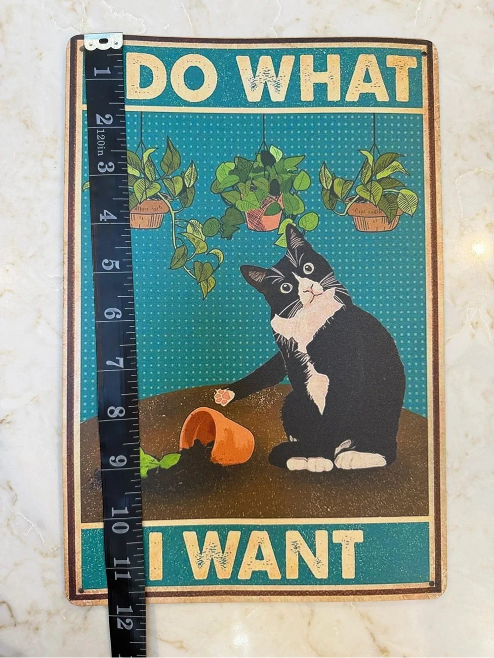 I Do What I Want Black & White Cat Retro Sign - Pets Cat Decor